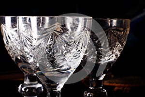 Stemware glass on a black background