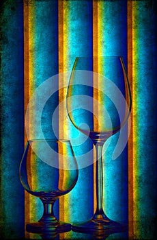 Stemware on grunge background