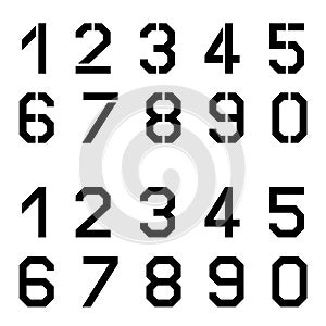 Stencil angular font numbers