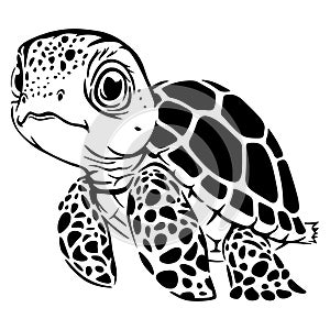 Stencil art of a Baby Turtle, Aquatic Art Printable, Sea Creature Stencil for Wall DÃ©cor, DIY Crafting, Decal, Cricut & Silhouette
