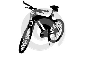 Stencil black and white image of a sports bike