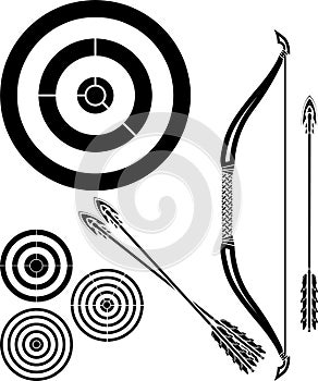 Stencil of bow, arrows and targets