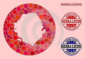 Stencil Circle Map of Sierra Leone Mosaic and Watermark Seal