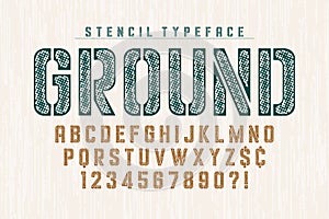 Stencil original condensed alphabet, creative characters set