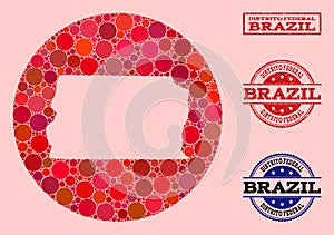 Stencil Round Map of Brazil - Distrito Federal Mosaic and Rubber Seal photo