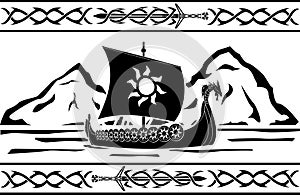 Stencil of viking ship