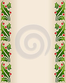 Stenciled holly border frame
