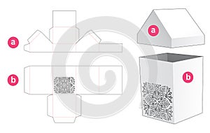 Stenciled tall box and house shaped cover die cut template