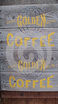 Stencilled Wooden Crate of Golden Coffee