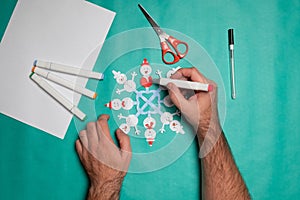 Step 13. DIY Christmas paper snowflake. Christmas craft step by step instructions