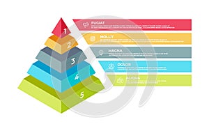 Step 3D infographic. Isometric pyramid business presentation template, step structure. Vector illustration