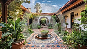 Step back in time and into luxury with this Spanish Colonial Ranch featuring intricate tilework arcaded hallways and a photo