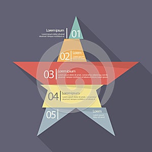 Step design of five part star infographic