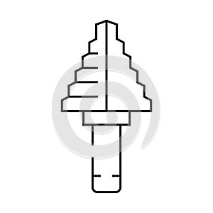 step drill bit line icon vector illustration