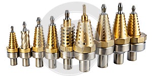 Step drill bit set for drilling holes in electrical panels