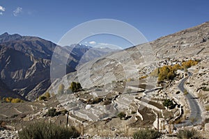 Step farming at Spiti Valley, Himachal Pradesh,