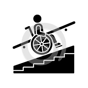 Step free access black glyph icon