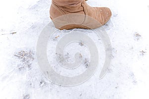 Step on frosted ground