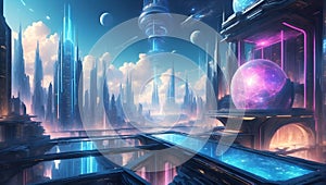 futuristic fusion: blockchain and ai crafting DeFi visions. generative ai photo