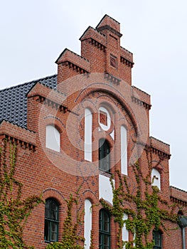 Step gable of a clinker building of an outbuilding of Wiligrad castle near LÃ¼bstorf near Schwerin