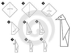 Step by step how to make origami penguin bird