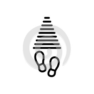 Black line icon for Step, foot and footprint