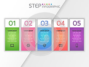 Step infographic elements on grey background