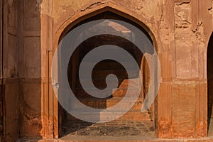 A step,ladder of entrance, main gate of main safdarjung tomb memorial at winter morning