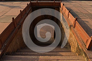 A step,ladder of entrance, main gate of main safdarjung tomb memorial at winter morning