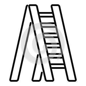 Step ladder icon outline vector. Metal up