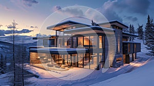 Step into this luxurious highaltitude residence where modern technology meets traditional mountain living with photo