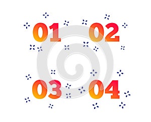 Step one, two, three icons. Sequence of options. Vector
