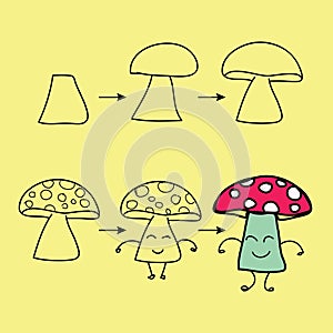 The step order to draw mushroom