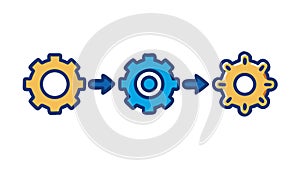 Step-by-Step Process: Sequential Gears for Workflow Efficiency vector design Generative AI
