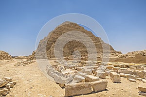 Step pyramid of Djoser in Saqqara, an archeological remain in Saqqara necropolis, Egypt