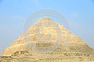 Step Pyramid of Djoser at Saqqara Egypt on a foggy morning