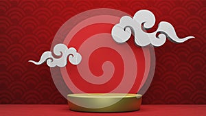 Step Stage Podium  Stage backdrop Chinese style . 3d rendering