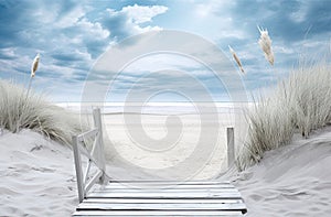 step stairs into the beach on sand