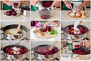 A Step by Step Collage of Making Beetroot Relish Preserves