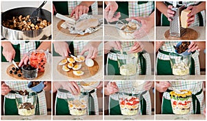 A Step by Step Collage of Making Layered Salad