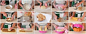 A Step by Step Collage of Making Potica, Slovenian Nut Roll