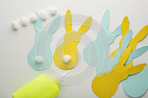 Step-by-step creation of a garland of bunnies. DIY concept. DIY decoration for the Easter holiday.