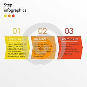 Step by step Infographics template with 3 arrows. Business infographic concept. Vector illustration.