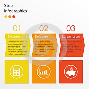 Step by step Infographics template with 3 arrows. Business infographic concept. Vector illustration