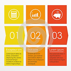 Step by step Infographics template with 3 arrows. Business infographic concept. Vector illustration