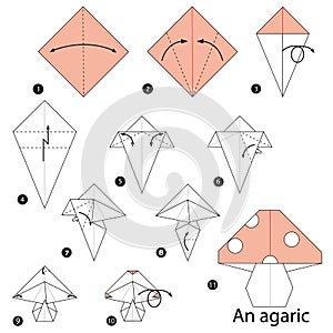Step by step instructions how to make origami An Agaric.