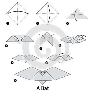 Step by step instructions how to make origami A Bat.