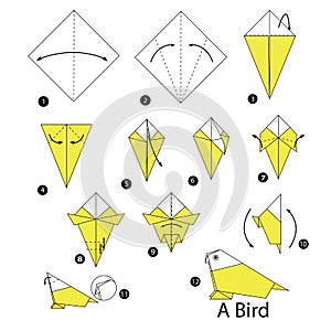 Step by step instructions how to make origami A Bird.