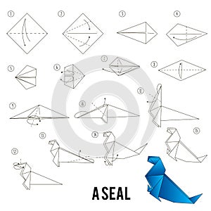 Step by step instructions how to make origami A Bird. photo