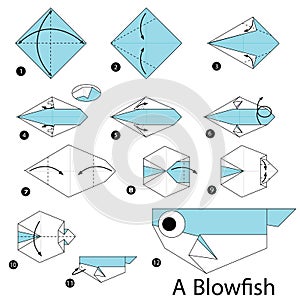 Step by step instructions how to make origami A Blow fish.